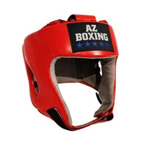 casque rouge en cuir pour la boxe amateur
