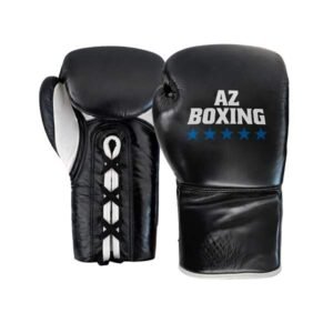 gants de boxe professionnel à lacets en cuir véritable